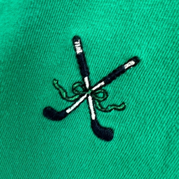 NWT new medium Anthropologie Maeve v neck tee shirt top embroidered golf green - Picture 7 of 17